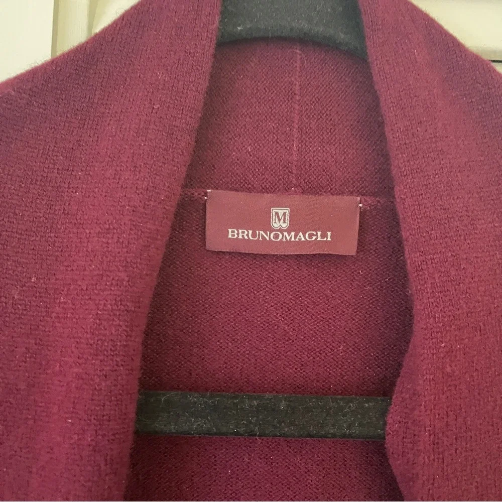 Bruno Magli Burgundy Cashmere Wool Blend Cardigan Sweater Sz M - Picture 7 of 8